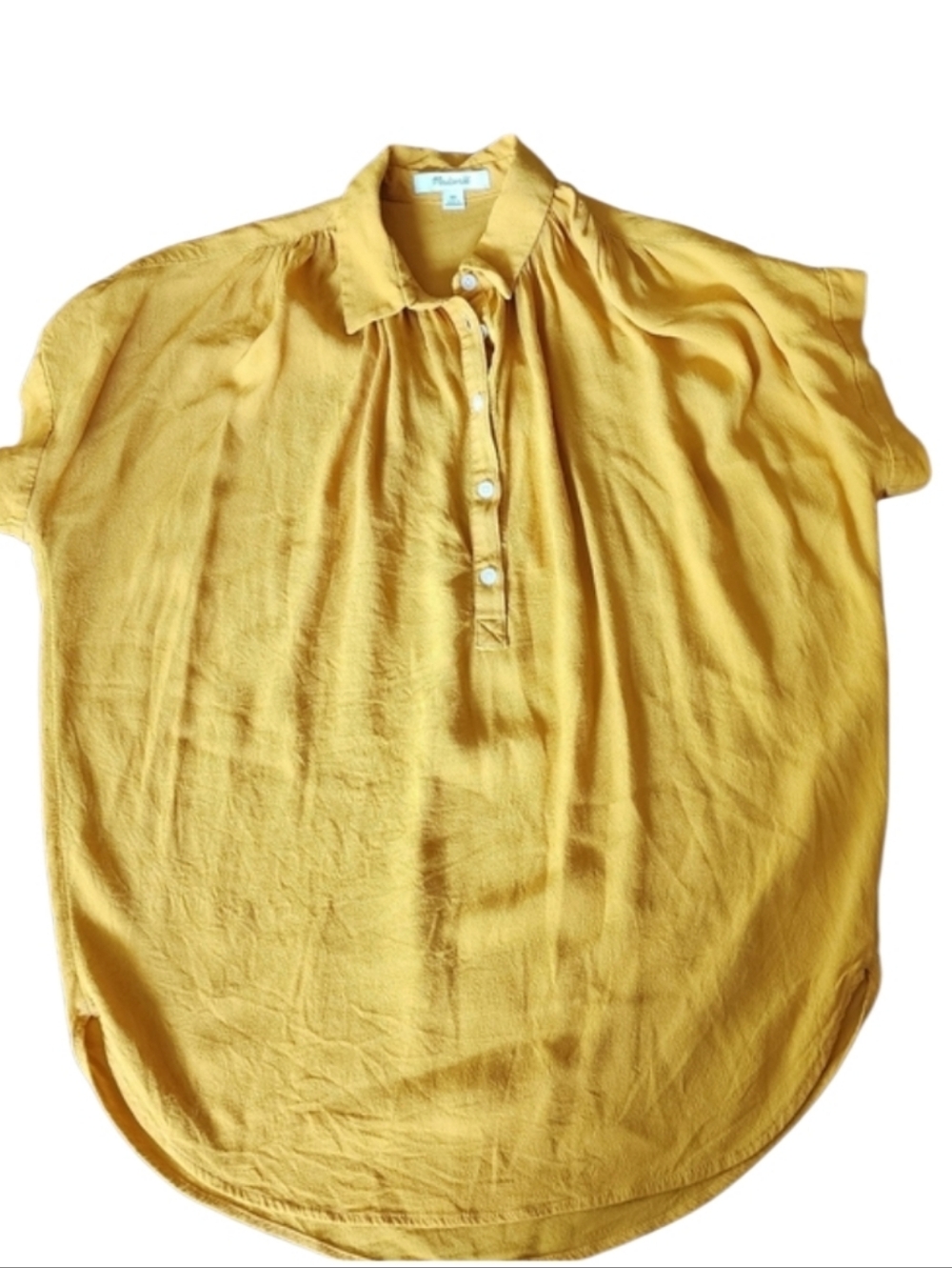 Madewell XS Mustard Blouse Relaxed Fit Women's Short Sleeve Shirt